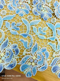 Blue Paisley Guipure Lace with bead and sequin accents