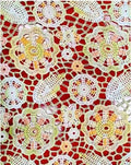 M276 Holographic Medallion Guipure Lace Fabric swatch