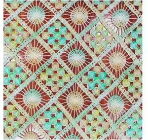 M335 Holographic Embroidered Lace Trim fabric swatch