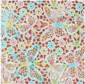 M1257 Holographic Butterfly Floral Guipure Lace Fabric swatch