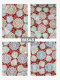 M343 Holographic Circular Medallion Guipure Lace Fabric in iridescent pastel colorway